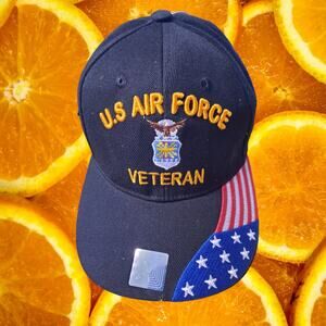 NWT DF Black US Air Force Veteran Adjustable Baseball Hat‎ Cap